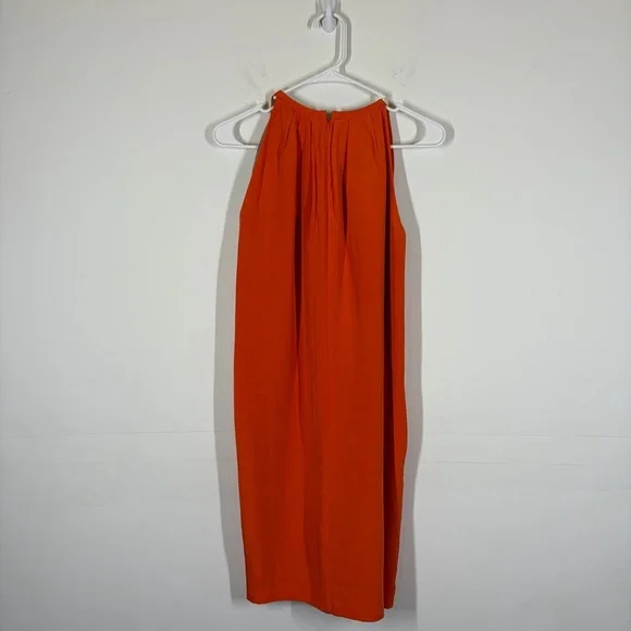 Celine 100% Silk Orange Dress Size 34 - Picture 4 of 10